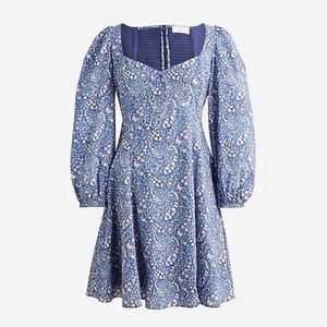 J Crew Liberty Sweetheart Long Sleeve Mini Dress in Bourton Bloom Fabric…